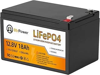 12V 18Ah LiFePO4 Lithium Battery, 12 Volt Lithium Battery Built-in 30A BMS, 3000+ Cycles,12V 18Ah Battery for Garmin Fish Finder Battery, Solar Panel, Camping