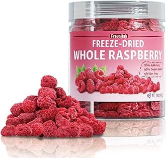 Freeze-Dried Raspberries 1.4oz | Natural Raspberries | Crunchy Raspberry Fruit Snacks | No Sugar & No Additives | Whole Raspberries for Yogurt, Oatmeal, Smoothies, Baked Goods (1.4oz/ 40g)