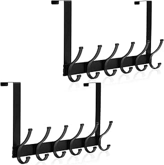 Over The Door Hooks, Door Hanger Hooks for Hanging, Over The Door Towel Racks for Bathroom, Coat Rack Door Towel Hanger Towel Hooks (2Pack, Black)