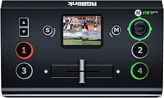 RGBlink Mini-pro V2 Video Switcher with 4 x 4K HDMI Inputs 1HDMI/USB3.0 Outputs Multi Camera Video Mixer Switcher with 2 Inch Touch Screen Ideal for Live Streaming Worship Gamers Live Events - Black