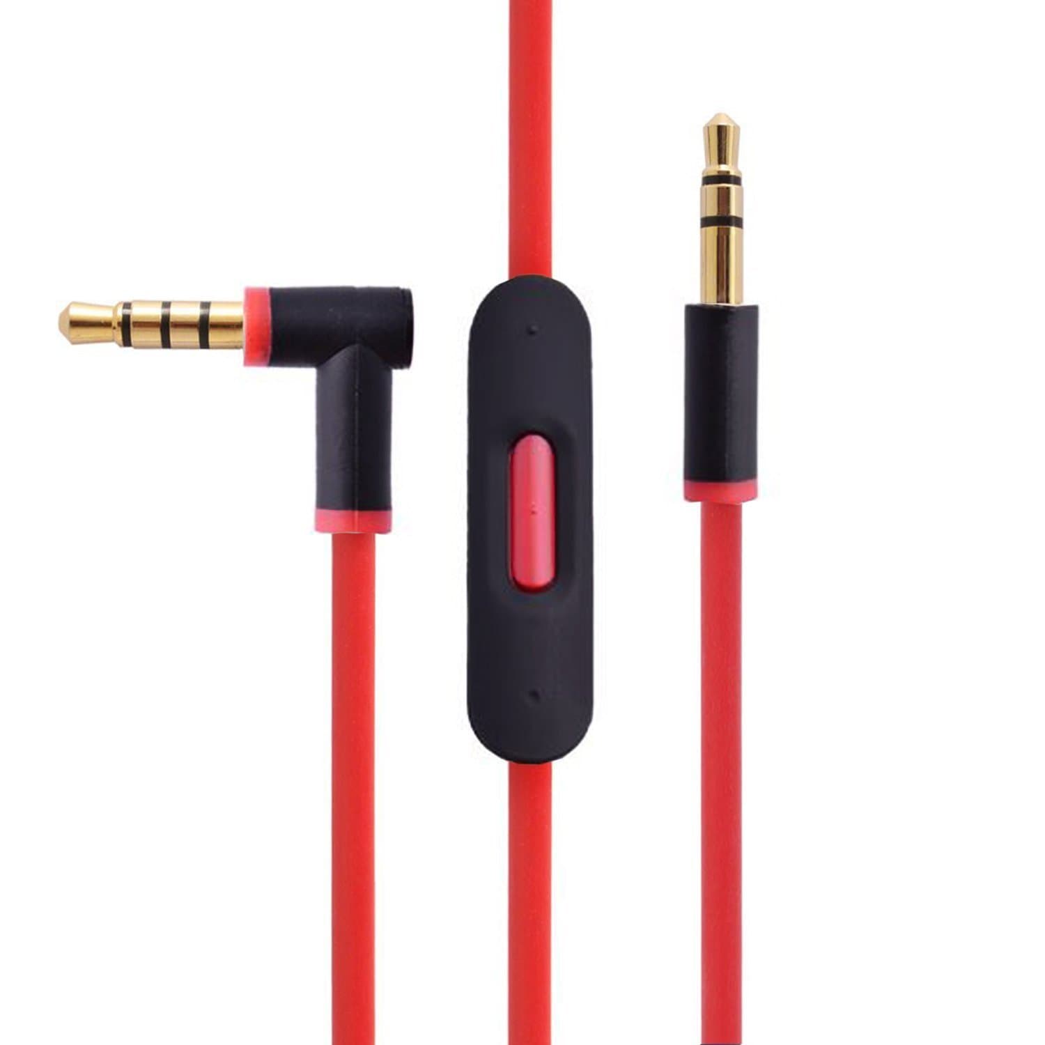 Dynas V2 Replacement Beats Headphone Cable Beats Control Talk Remote Mic Lead Black & Red