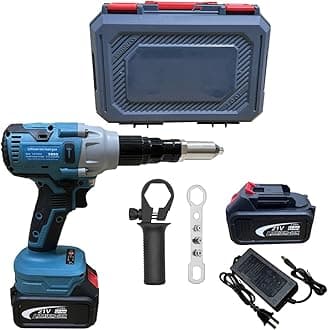 Cordless Electric Rivet Gun Tool, 21V Electric Automatic Brushless Blind Riveter, Professional Rivet Gun Kit with 2 x3.0Ah Battery & Charger, for 3/32", 1/8", 5/32", 3/16" Rivets