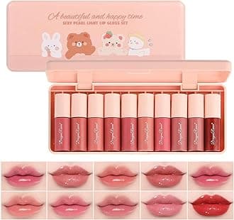 10 Colors Liquid Tint Stain,Korean Natural Moisturizing Lip Gloss, Long-Lasting&Non-Stick Cup,Multi-Use Lip and Cheek Tint Stain
