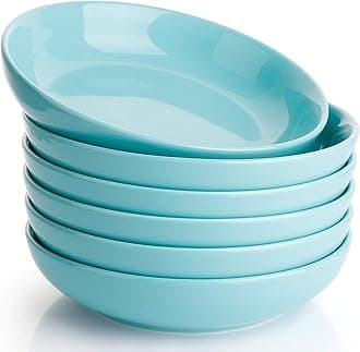 Sweese 112.602 Porcelain Salad Pasta Bowls - 22 Ounce - Set of 6, Turquoise