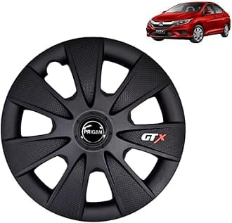 Prigan Wheel Cover for Honda City I-VTEC 15 Inch Matte Black Wheel Cap (Available in 12,13,14,15 Inch) (Set of 4 Pcs) (Press Fitting) Model- GTX Matte BLACK-15
