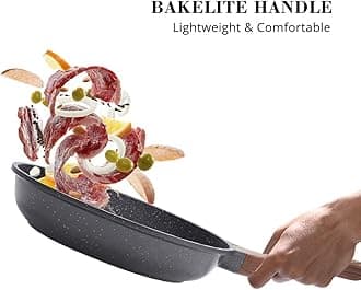 SENSARTE 26cm/10inch Nonstick Frying Pan Skillet, Swiss Granite Coating Omelette Pan, Healthy Stone Cookware Chef's Pan, Induction Compatible, PFOA Free