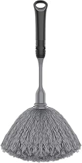 Microfiber Delicate Duster, Comfortable Non Slip Handle, Detachable Washable Duster Head, Gray & Black