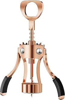 KORCCI Wine Opener, Wine Bottle Opener, Zinc Alloy Wing Corkscrew Heavy Duty, Cork Screw Beer Opener for Bartenders, Multifunctional Bottle Opener for Kitchen, Restaurant, Bar, Waiters (1, Rose Gold)