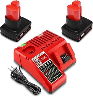 2 Pack 12V 6.5Ah Battery and Charger Combo Kit Replacement for Milwaukee 12V Battery and Charger XC 6.0Ah