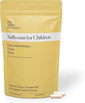Saffrosun for Children | Sleep & Balance | Natural Saffron Supplements with Vitamins D3 & B12 | High Strength | No Additives | Vegan | 60 Capsules
