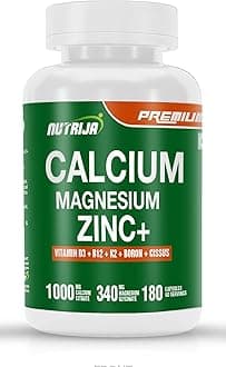 Calcium Magnesium Zinc with Vitamin D3, Boron, K2 & B12 | Complete Bone Health & Joint Support Supplement for Men & Women (180 Capsules)
