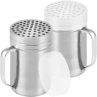 14oz Metal Parmesan Cheese Shakers with Large Holes - With Handle - Chili Flakes Dispensers - Pizza Shakers - Pack of 2 | Style: Coarse