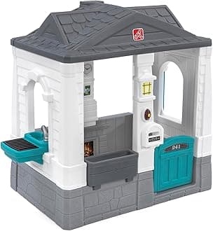 Neat & Tidy Cottage Kids Playhouse, Indoor and Outdoor Playset, Interactive Sounds, Toddlers 1.5+ Years Old, Easy to Assemble, Grey