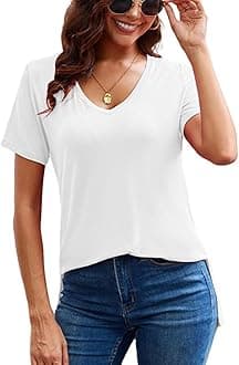 Summer Women Casual Short Sleeve Tops T-Shirts Tees with Side Split