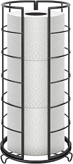 NearMoon Toilet Paper Organizer Stand, Free Standing 3 Rolls Tissue Storage, Metal Bathroom Accessory, Rustproof Toilet Roll Holder for Bathroom/Kitchen Countertop Inside Cabinet Shelf, Matte Black