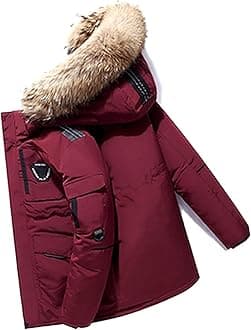 Men's Down Jacket Big Goose Autumn And Winter Thickened Coat Canada Style Warm Snow Coat (Color : Red, Size : M)