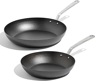 Cookware | 2 Piece (Includes 10",12") Seasoned Carbon Steel Frying Pan | (Like Cast Iron, but Better) | Professional Cookware | Crafted in Sweden | Induction Compatible