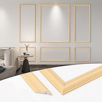 Art3d Pre-Cut Wall Molding Set of 6 pcs, Ready-to-Assemble Wainscoting Panels for Interior Wall Décor Living Room Bedroom Accent Wall - Installed with Glue, 3 Top 3 Bottom, Oak