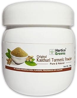 HorticoGreens Natural Haldi Kasturi Turmeric/Kasturi Manjal/Musk,Wild & White Turmeric/Jangli Haldi/Curcuma aromatica Powder | 100 Grams