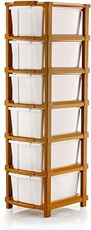 PALAK Plastic Drawer Organizer Self Standard Rectangular Multi Purpose Modular Drawer System Large Chest of Drawer Organizer for Home Office,Product Dimension When assembeled (7 Layer) (6xl, brown)