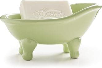 5.6" Ceramic Mini Bathtub Soap Dish Decortative Clawfoot Bathroom Soap Dish (Green Tea)