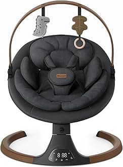 Baby Swings for Infants, Monamii Baby Swing, Bluetooth Infant Swing with Music Speaker, 5 Speeds and Remote Control, Indoor & Outdoor Use (Black)