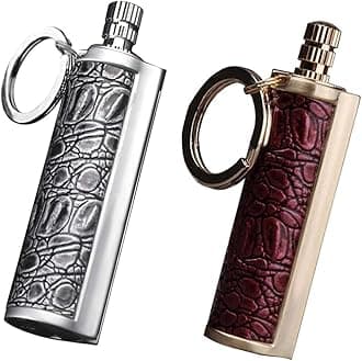 Fire Starter Lighter Waterproof Flint Match Metal Matchstick Permanent Keychain Outdoor Camping Match Lighter(Sold without Fluid) (Gold+Grey)
