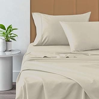 Pizuna Pure 100% Cotton Sheets - Full Size, 800 Thread Count Long Staple Cotton Crisp Sateen Sheets with 15in Deep Pocket (Ivory)