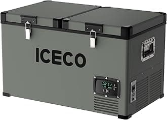 ICECO VL60 Dual Zone Portable Refrigerator with SECOP Compressor, 60 Liters Platinum Compact Refrigerator, DC 12/24V, AC 110-240V, 0℉ to 50℉, Home & Car Use (with Insulated Cover)