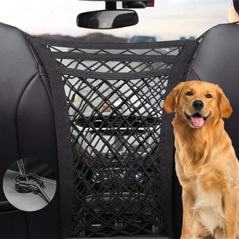 Dog Car Net Barrier, 3 Layer Black Multi-Side Elastic Pet Car Net, Car Storage Organizer for Driving Safely Compatible with Jeep Compass