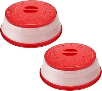 BPA Free Collapsible Microwave Cover for Food Microwave Splatter Cover Food Strainer Dishwasher Safe 10.5 Inch 2 Pack