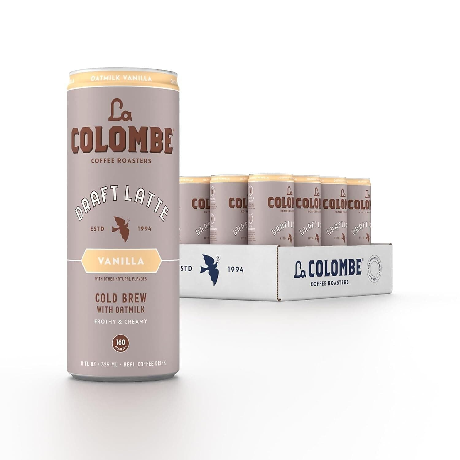 La Colombe Vanilla Draft Latte with Oatmilk - 9 Fl. Oz. 16 Pack - 100% Arabica Brazilian Cold Brew Coffee with Nitrous-Infused Oatmilk, Dairy-Free Vegan Latte, 120mg Natural Caffeine
