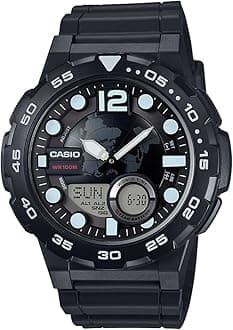 Men's AEQ100W-1AV 3D Dial Analog-Digital Display Quartz Black Watch