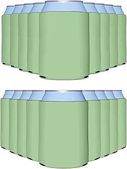 PartyPrints 25 Pack Mint Blank Can Cooler Sleeves, Customizable Bulk Insulated Foam for Beer, Collapsible Plain Drink Holder, Cold Soda Insulator, 12oz Regular, 16oz Tall Cans