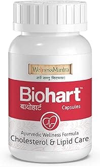 Wellness Mantra BioHart for Heart Health and Cholesterol Care | Helps Lower Triglycerides | Arjunchhal, Haritaki, Lasoon and more herbs | Pack of 1 (60 Capsules)