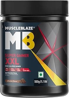 MuscleBlaze Super Gainer XXL (Chocolate, 500g / 1.1lbs, 5 Servings) |Muscle Mass High Protein Gainer