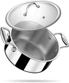 Stahl Artisan Triply 5.1 L, 24 cm Stainless Steel Sauce Pot | Casserole with Lid, Induction & Gas Stove Compatible, Briyani Pot/Handi (Serves 8-10 People)