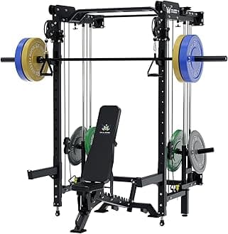 MAJOR FITNESS F35 Folding Power Rack 4-in-1 Home Gym with Cable Pulley System, Multi-Grip Pull-Up Bar, Landmine, 80+ Exercises Space-Saving Gym Equipment Easy Folding for Small Spaces