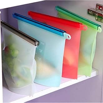 Ekaarav Silicone Food Storage Bag Containers, Airtight Seal Leakproof Freezer Bags for Snack, Sous Vide, Liquids, Fresh Lunch Preservation, Microwave & Dishwasher Safe (7)