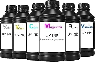 SHENGJINSH UV Ink for L805 XP600 UV Printer Machine, Printer Ink with Varnish...