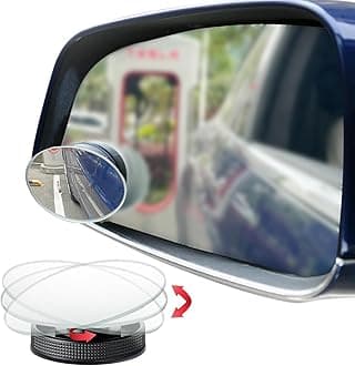 Suction Cup Blind Spot Mirror, Ampper HD Glass Frameless Removable Convex Wide Angle Rear View Mirror (Oval, Pack of 2)