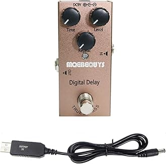Electric Guitar Effects Pedal Mini Single Type DC 9V True Bypass Equipped with USB5V to 9V boost cable (Digital Delay)