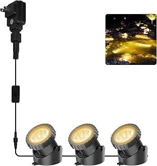 Warm White Pond Lights, Super Bright LED Underwater Submersible Landscape Spotlights, Switch Control IP68 Waterproof Fountain Lights for Fish Aquarium Tank Garden Yard Pool (Set of 3)