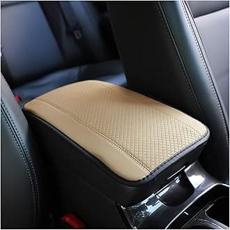 8sanlione Car Armrest Storage Box Mat, Fiber Leather Car Center Console Cover, Car Armrest Seat Box Cover Accessories Interior Protection for Most Vehicle, SUV, Truck, Car (Beige)