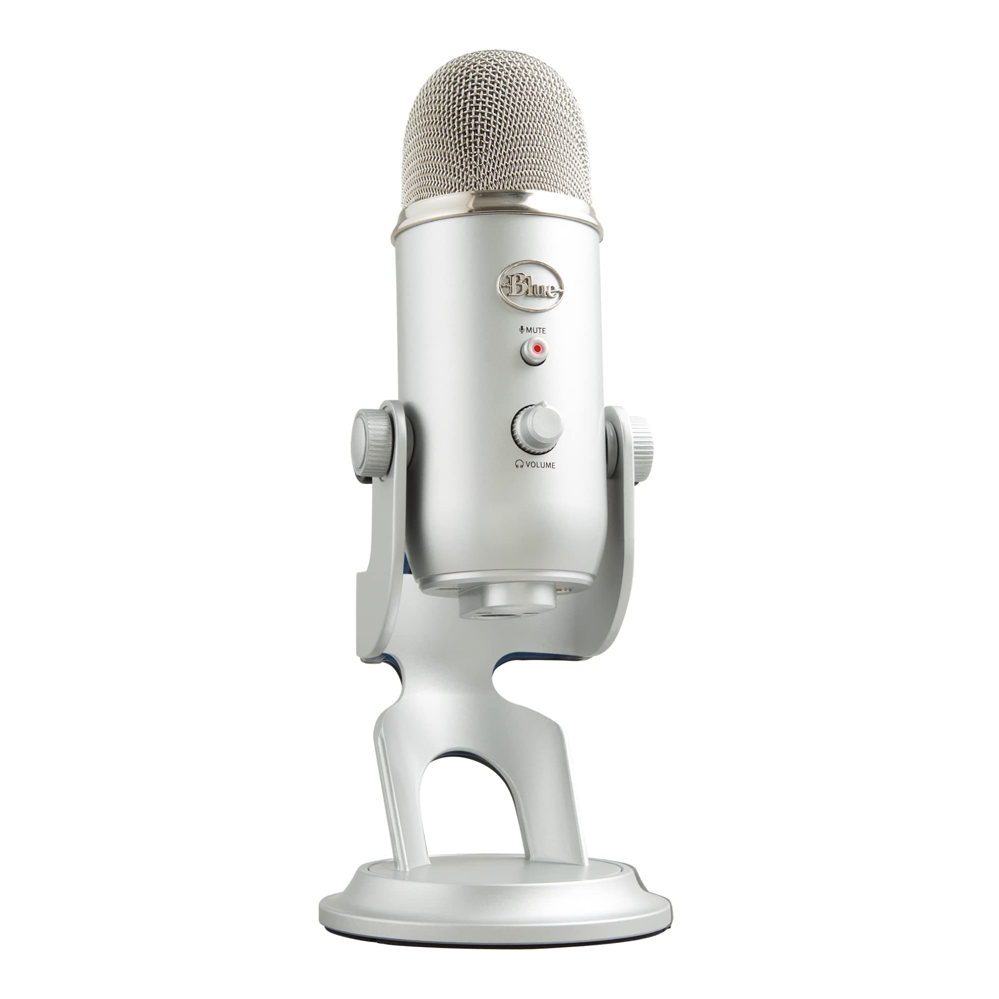Logitech Creators Blue Yeti USB Microphone for PC, Mac, Gaming, Recording, Streaming, Podcasting, Studio and Computer Condenser Mic with Blue VO!CE Effects, 4 Pickup Patterns, Plug and Play - Silver