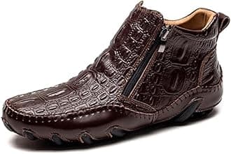 Mens Boot Side Zipper Ankle Dress Patent Leather Formal Boots Fashion Luxury Crocodile Pattern Luxury Classic Outdoor Non-Slip High-Top Fur Lined Loafers