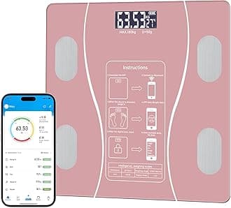 Intelligent Body Fat Scale, a Simple and Practical Digital Scale That can be Connected to a Mobile Digital Bathroom Scale to Display BMI, Body Fat, Muscle Mass, and Durable Weight Scale (Pink)