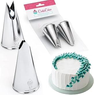 CukkiCakes Set of 2 Professional Leaves Piping Nozzles (352 and 67), for Decorating Cupcakes, Cakes & Cookies - Icing Piping Tips/Frosting Nozzles Compatible with Pastry Bag - Made in Korea