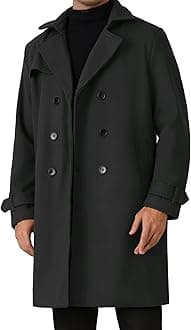 Lars Amadeus Winter Overcoat for Men's Double Breasted Long Coat Formal Notched Lapel Trench Coat