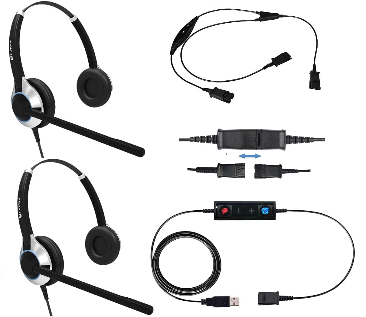 TruVoice Agent Premium USB Computer Headset Training Solution (Includes 2 x HD-550 Headset with Noise Canceling Microphone, USB Cable and Training Y Cable)